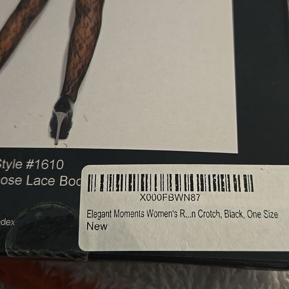 Elegant Moments Black Chemise with Sheer Lace and Floral Design - Picture 6 of 9